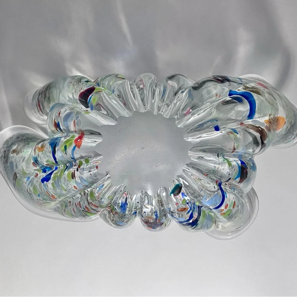 CONFETTI HANDKERCHIEF VASE / Romanian Glass Artist ION TAMAIAN / Big 10.5 Inches - Picture 8 of 12
